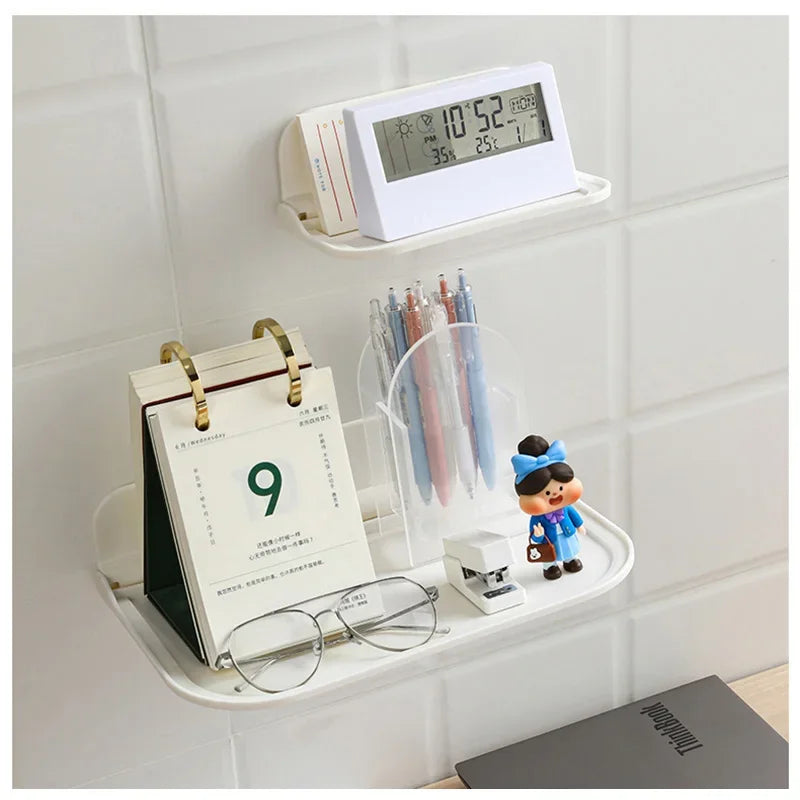 Étagère murale pliable sans perçage – Rangement salle de bain