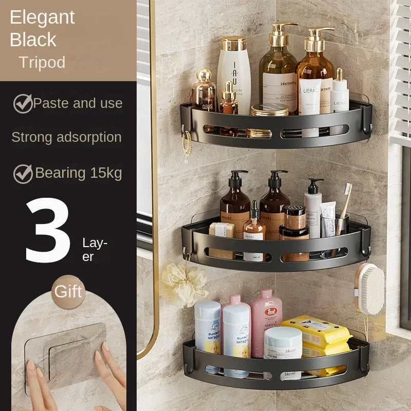 Étagère de douche d'angle autocollante — Rangement shampoing