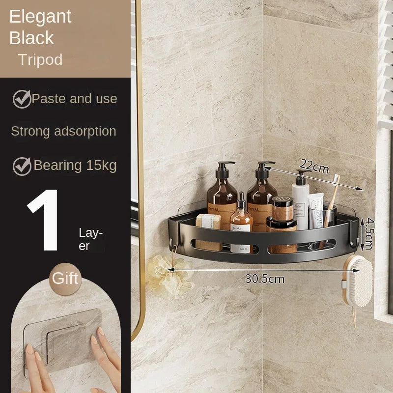 Étagère de douche d'angle autocollante — Rangement shampoing