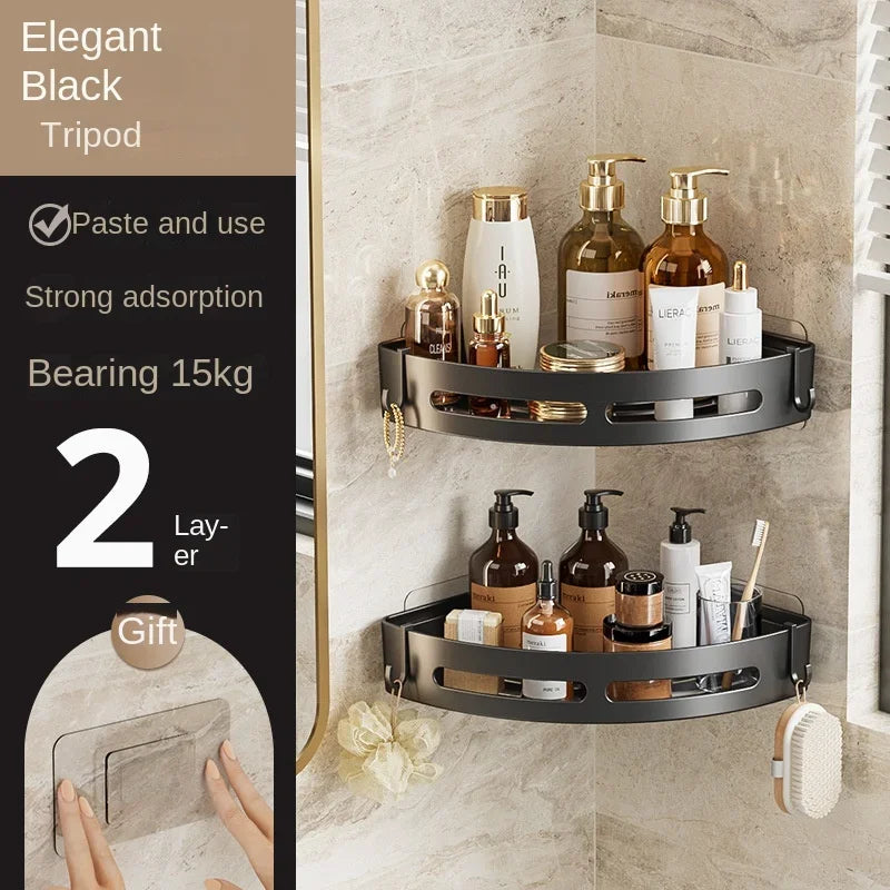 Étagère de douche d'angle autocollante — Rangement shampoing