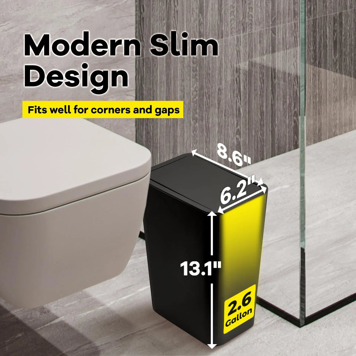 Poubelle de salle de bain 10L avec couvercle à pression