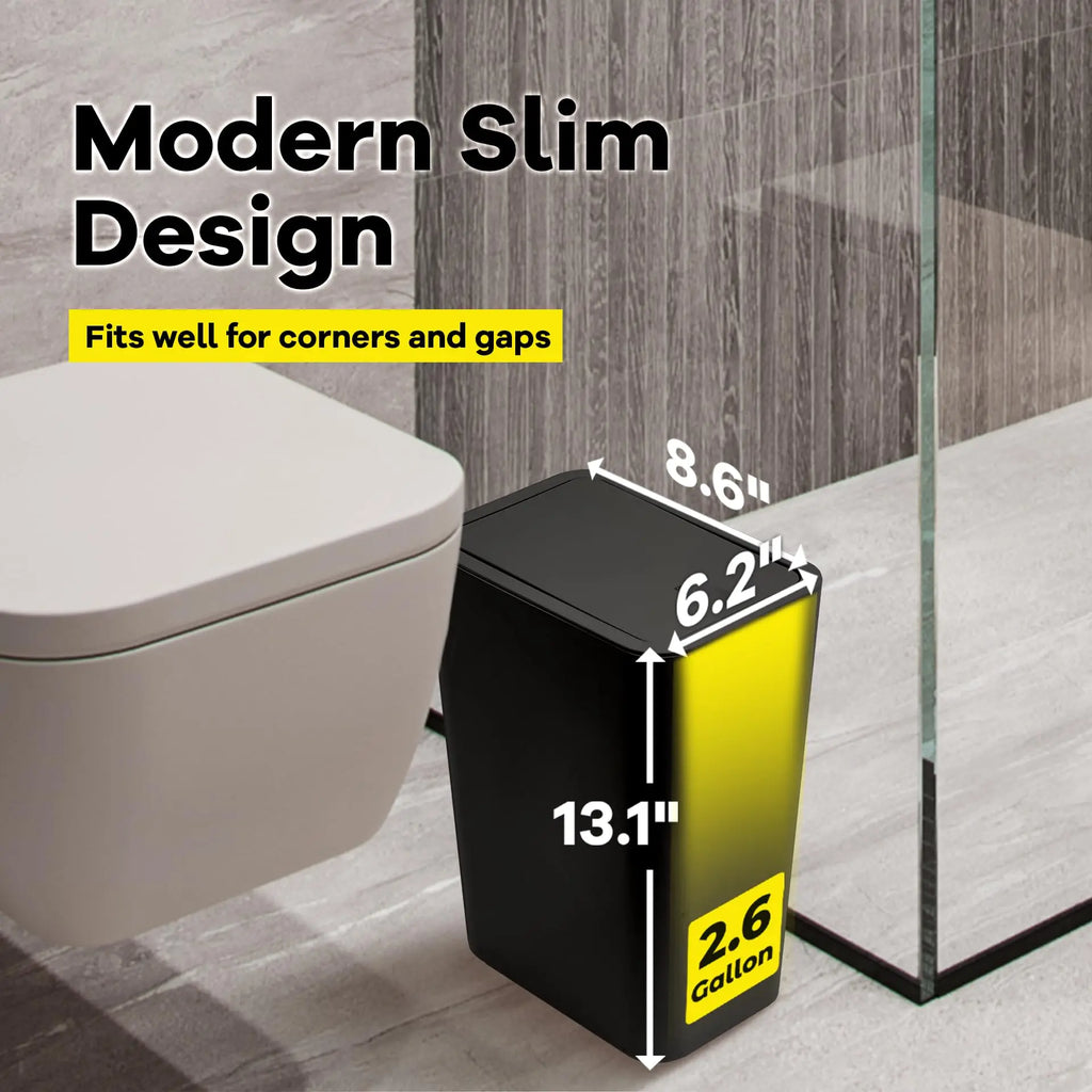 Poubelle de salle de bain 10L avec couvercle à pression