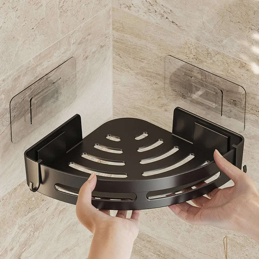 Étagère de douche d'angle autocollante — Rangement shampoing