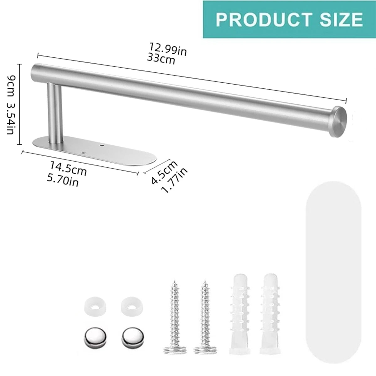 Porte-papier toilette adhésif en inox — Distributeur essuie-tout