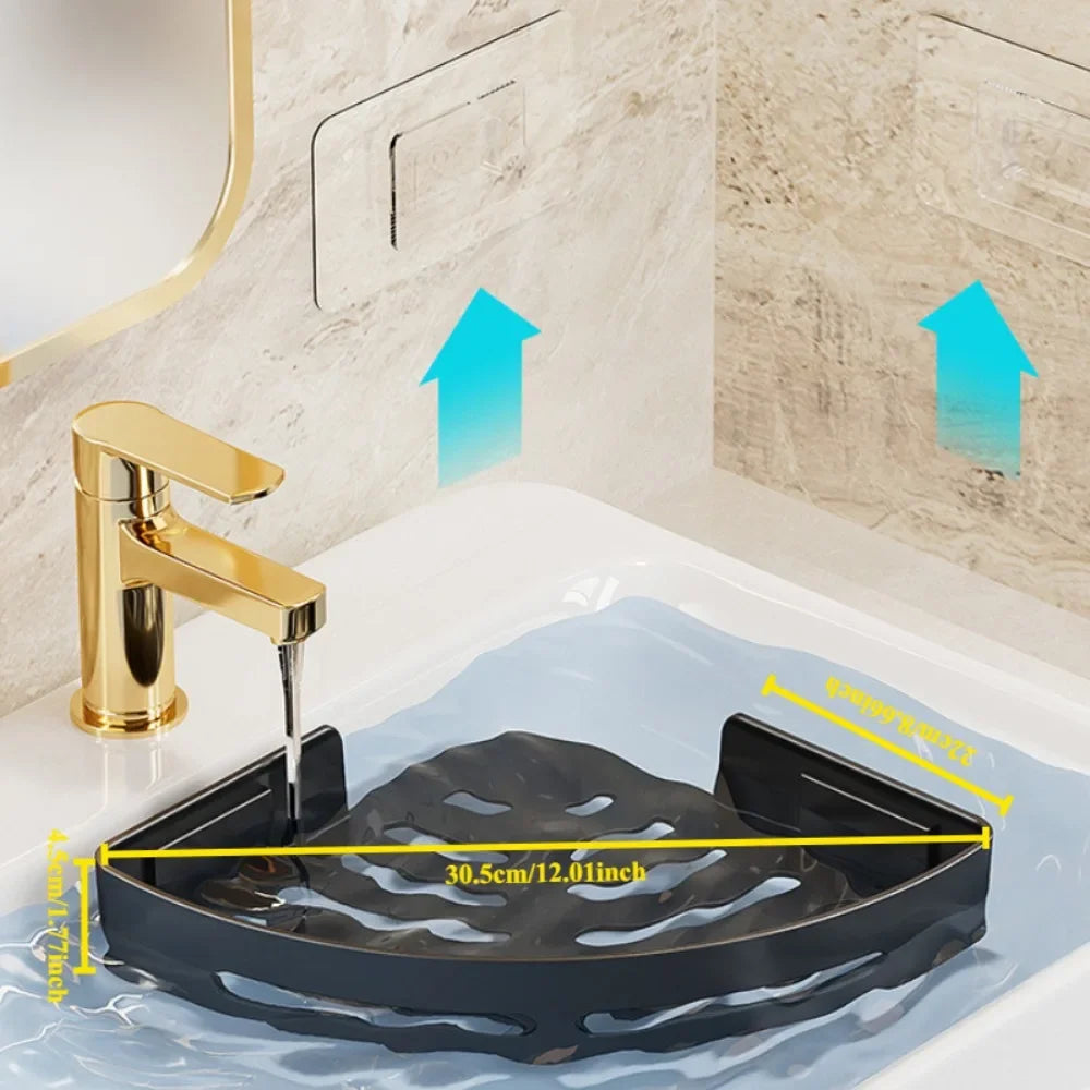Étagère de douche d'angle autocollante — Rangement shampoing
