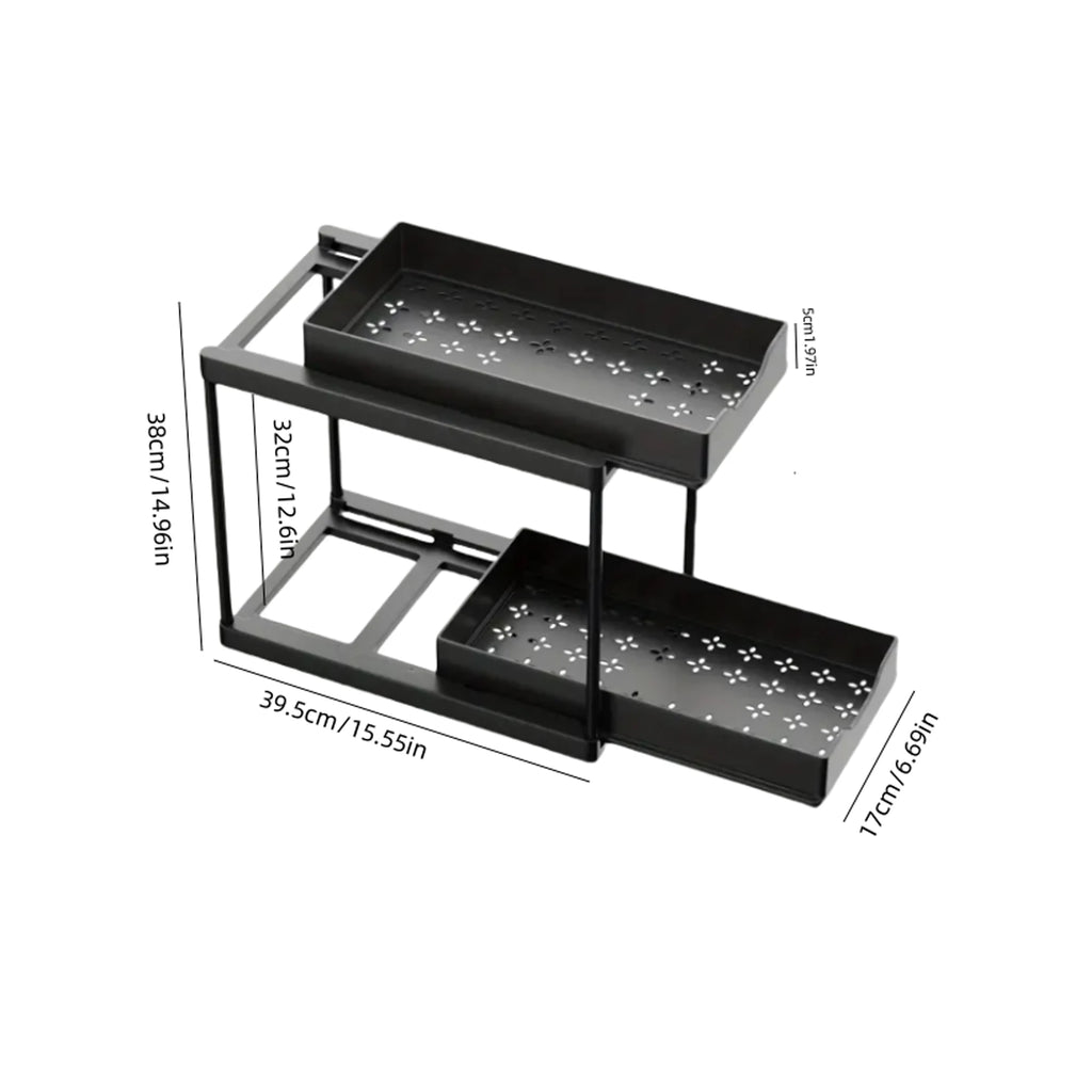 Rangement coulissant sous évier — Organiseur de cuisine 2 niveaux