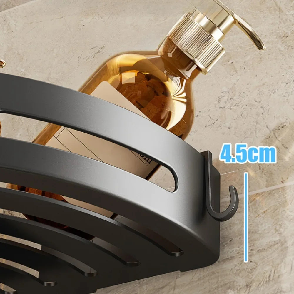 Étagère de douche d'angle autocollante — Rangement shampoing