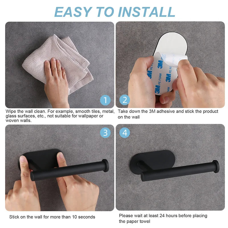 Porte-papier toilette adhésif en inox — Distributeur essuie-tout