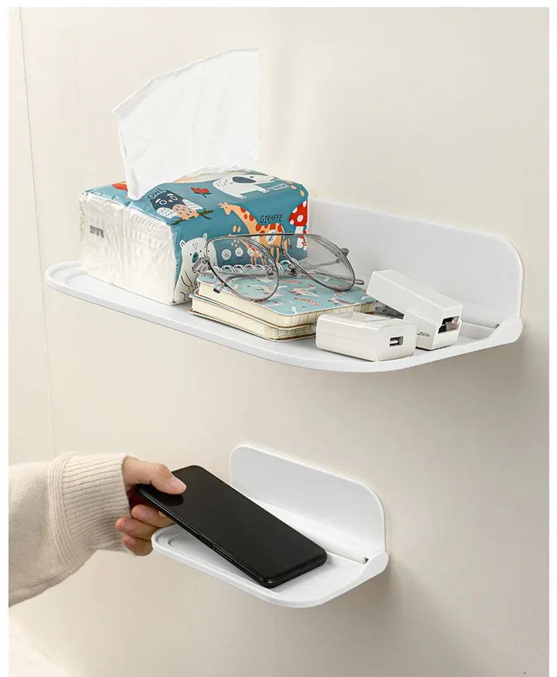 Étagère murale pliable sans perçage – Rangement salle de bain