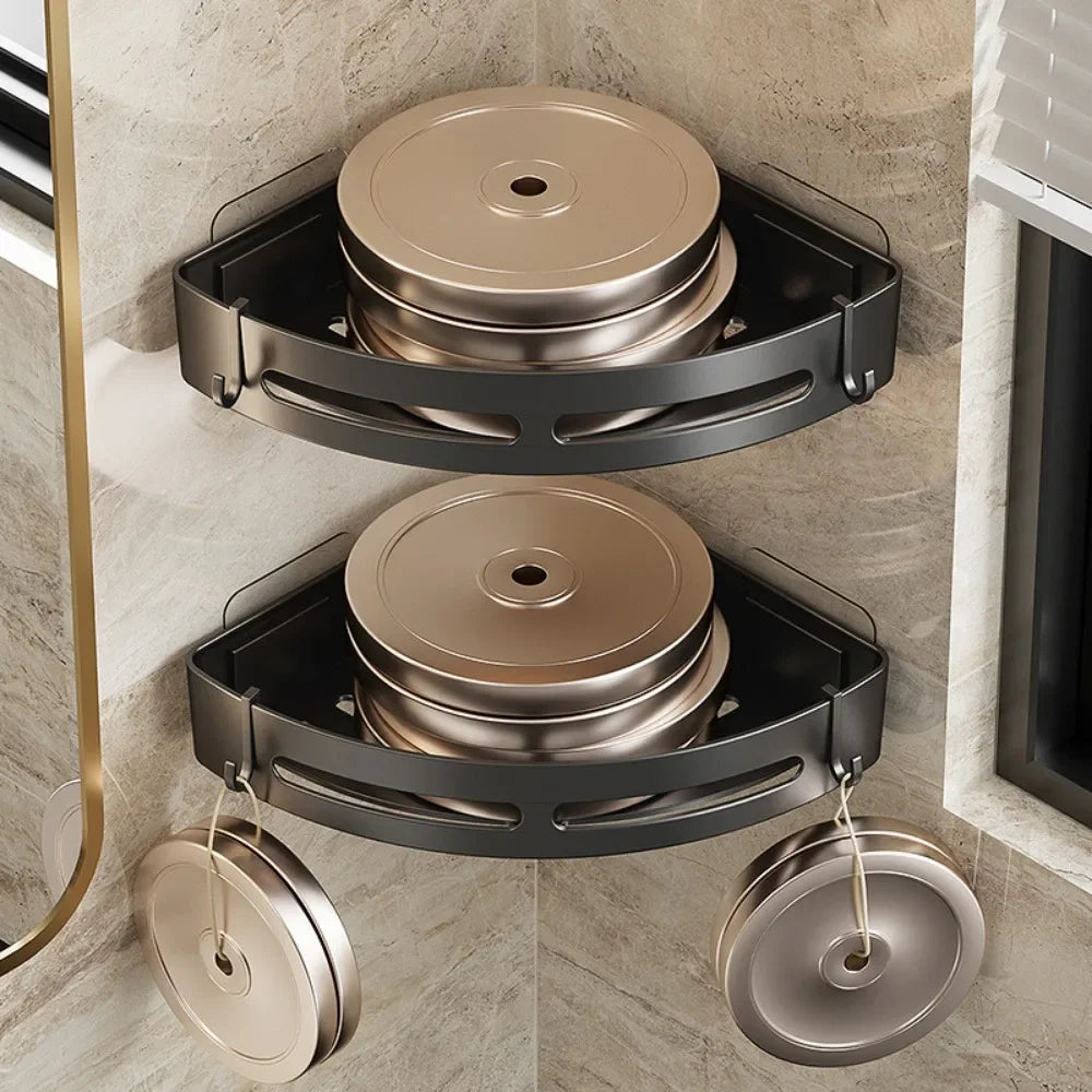 Étagère de douche d'angle autocollante — Rangement shampoing