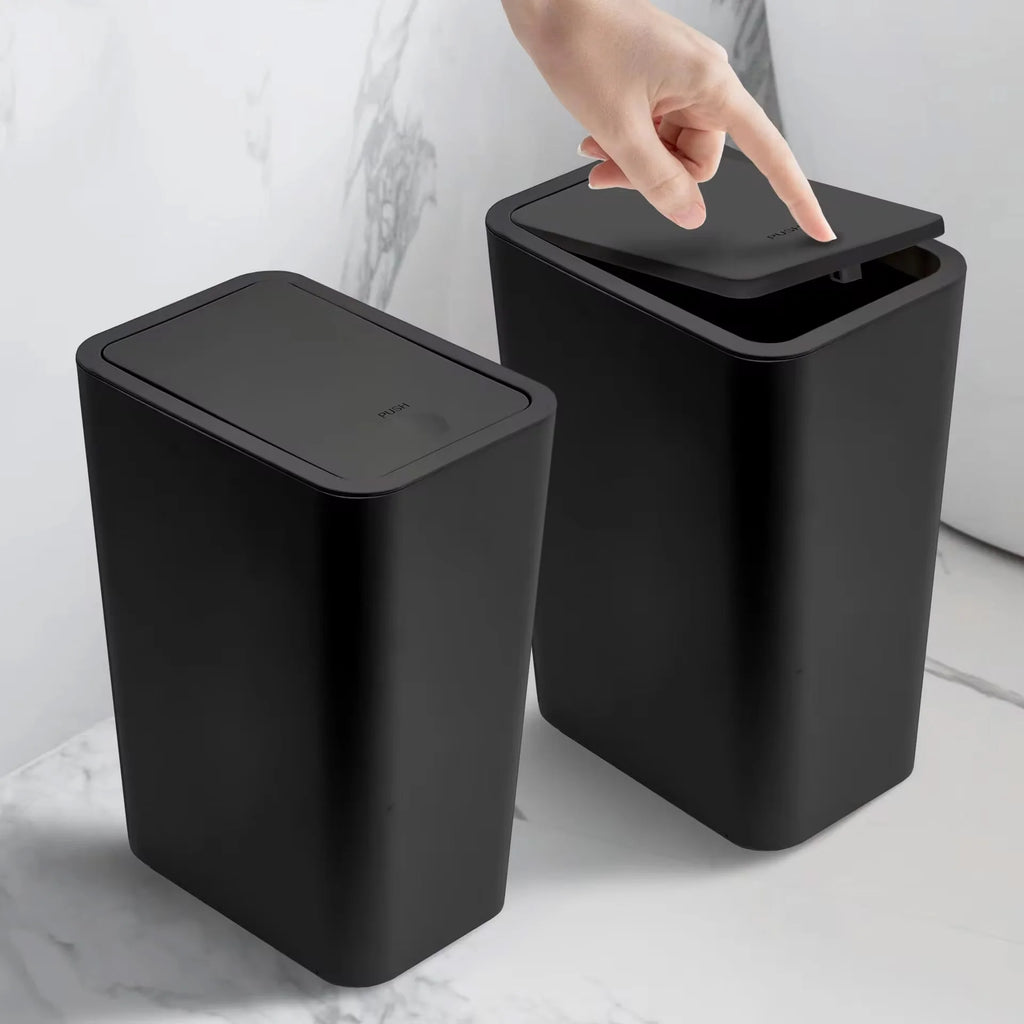 Poubelle de salle de bain 10L avec couvercle à pression
