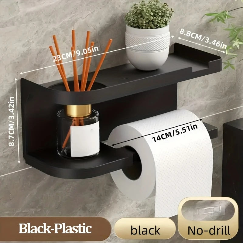 Porte-rouleau papier toilette autocollant avec tablette téléphone
