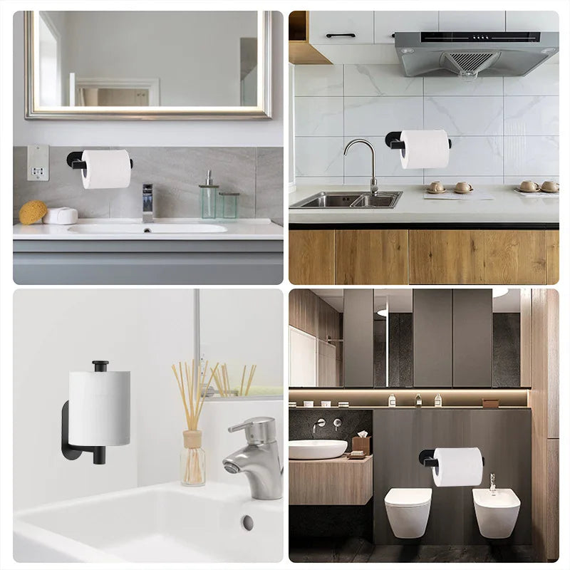Porte-papier toilette adhésif en inox — Distributeur essuie-tout