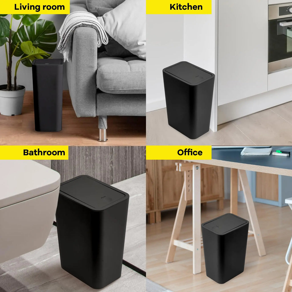 Poubelle de salle de bain 10L avec couvercle à pression